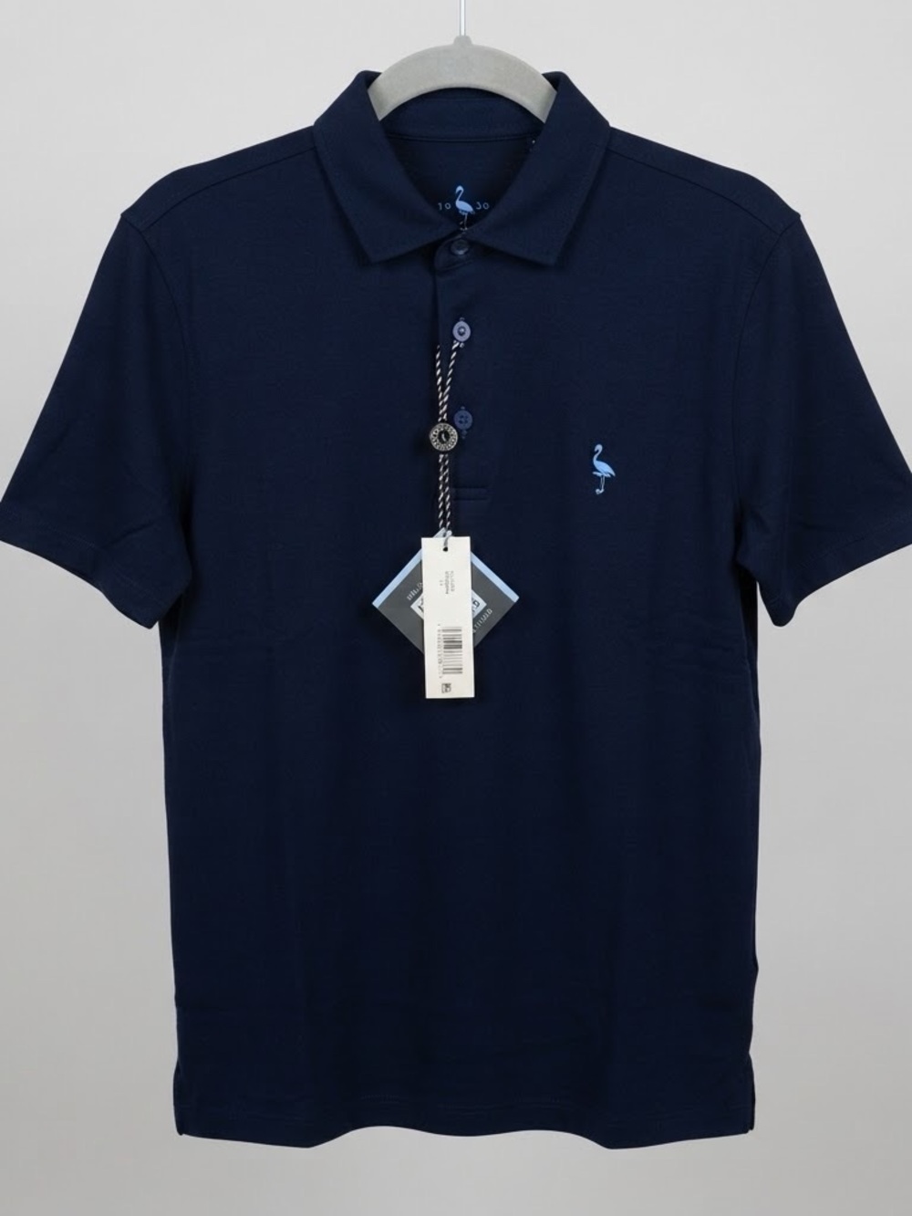 Tailorbyrd Navy Polo with Light Blue Flamingo Logo